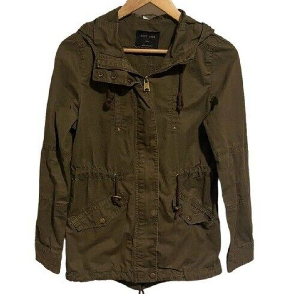 Eden Society Olive Green Jacket Long Sleeve Full Zip Cargo Utility Size Medium